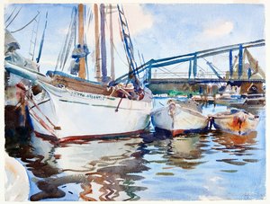 Lodě v Anchor, 1917 (wc přes grafit na papíře) od John Singer Sargent