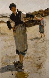 Bretonka s košíkem, Skica pro sběrače ústřic z Cancale od John Singer Sargent