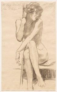 Ženský akt sedící na nízké lavici od John Singer Sargent