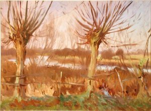 Krajina se stromy, Calcot-on-the-Thames, kolem roku 1888 (olej na plátně) od John Singer Sargent