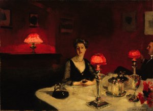 Sklenice portského (A Dinner Table at Night) od John Singer Sargent