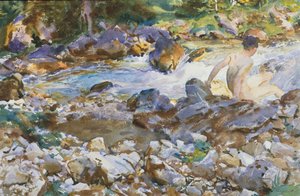 Horský potok, asi 1912-14 (akvarel a grafit na bělavém papíře) od John Singer Sargent