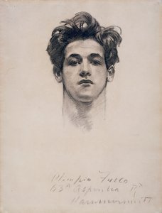 Olimpio Fusco, cca 1900-10 (uhlí a pahýl na papíře) od John Singer Sargent