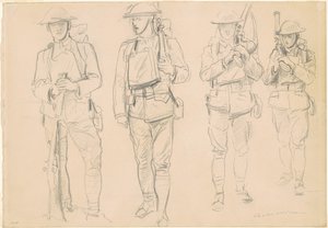 Studie pro "Vstup do války" [recto] od John Singer Sargent