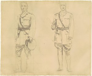 Studie generálů Plumera a Haiga pro generální důstojníky první světové války [recto], 1920-1922. od John Singer Sargent
