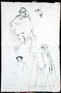 Studie pro benátskou pouliční scénu (inkoust na papíře) od John Singer Sargent