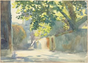 Sluncem ozářená zeď pod stromem od John Singer Sargent
