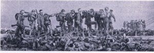 Obvazová stanice. Oběti z Mustard Gas, z British Adventure vydané Collinsem, 1947 od John Singer Sargent