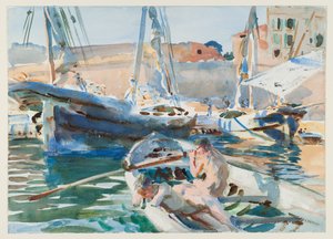 Vykládání sádry, cca 1905 (wc na papíře) od John Singer Sargent