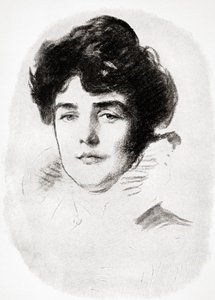 Jeanette Jennie Jerome, lady Randolph Churchill a matka sira Winstona Churchilla, z A Roving Commission by Winston S. Churchill pub. od Scribners, 1930 od John Singer after Sargent