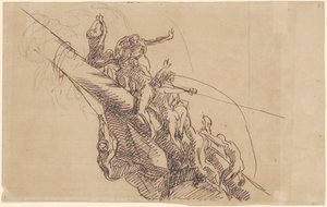Studie na „Porážka plovoucích baterií na Gibraltaru“ od John Singleton Copley