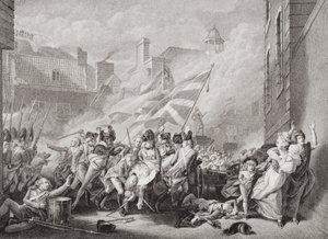 Smrt majora Peirsona v St. Helier, znovu dobytí Jersey od Francouzů, 8. ledna 1781, z „Ilustrace anglické a skotské historie“ svazek II od John Singleton Copley