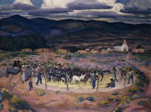 Burros mlácení od John French Sloan
