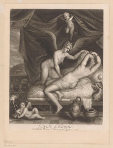 Amor a Psyché v posteli Cupid & Psyche (název na objektu) Milostné záležitosti bohů (název série) Loves of the Gods (název série) od John Smith