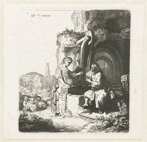 Kristus a žena Samaří mezi ruinami od John Smith of Chichester