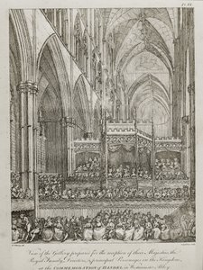 koncert k 25. výročí úmrtí George Fredericka Händela (1685-1759) - Pohled do galerie připravený k přijetí Jejich Veličenstva královské rodiny
