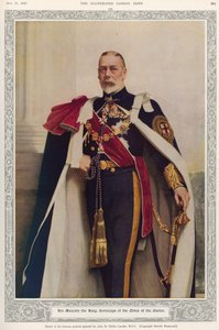 Král Jiří V. (1865-1936) suverén Řádu podvazku, z „The Illustrated London News“, 11. května 1935