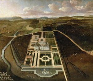 South Prospect of Hampton Court, Herefordshire, kolem roku 1705 od John Stevens