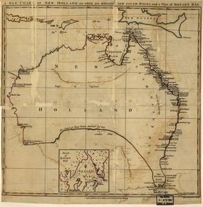 Nová mapa Nového Holandska, na které je zakreslen Nový Jižní příliv, a plán Botanické zátoky. LOC 00556400 od John Stockdale