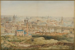 Newcastle upon Tyne z Windmill Hills, Gateshead, 1887 (tužka a wc na papíře)