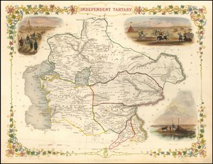 Mapa Nezávislé Tartárie z roku 1851, John Tallis od John Tallis