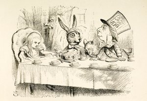 Alice na čajovém večírku šíleného kloboučníka. od John Tenniel
