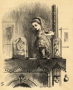 Alice in the Looking Glass House, ilustrace z „Through the Looking Glass“ od Lewise Carrolla (1832-98), poprvé vydaná v roce 1871 od John Tenniel