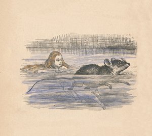 Alice plavající s myší v bazénu, 1889 od John Tenniel