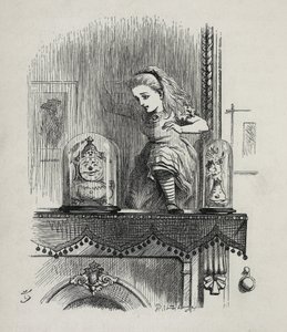 Alenka procházející zrcadlem - V „Alicina dobrodružství v říši divů a přes zrcadlo“ od Lewise Carrolla, ilustrace John Tenniel (1820-1914) od John Tenniel