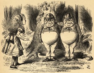 Alice s Tweedledem a Tweedledeem. Ilustrace Sir John Tenniel od John Tenniel