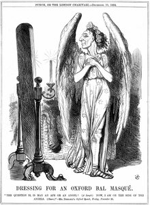 Benjamin Disraeli (1804-81) britský konzervativní státník. "Nyní jsem na straně andělů." John Tenniel karikatura z Punch, Londýn od John Tenniel