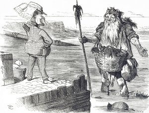 Kreslený komentář ke znečištění Temže v Londýně od John Tenniel