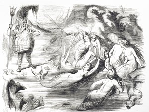 Kreslený komentář k druhému pokusu o položení Atlantického telegrafního kabelu od John Tenniel