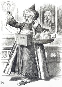 Karikatura zobrazující Williama Ewarta Gladstonea jako Aladina od John Tenniel