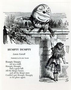Humpty Dumpty, ilustrace pro říkanku od Lewise Carrolla (1832-98) od John Tenniel