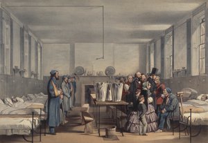 Královna Viktorie a princ Albert na návštěvě u vojáků zraněných v krymské válce v nemocnici Brompton, Chatham, 1855 od John Tenniel