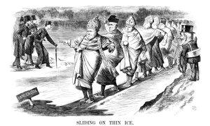 Klouzání na tenkém ledě, 1869 od John Tenniel