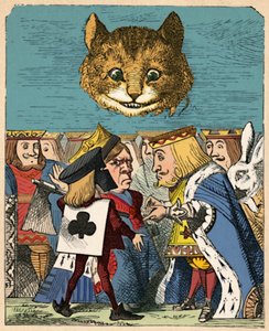 Cheshire Cat shlíží na Rudého krále a královnu, kteří se hádají, 1889 od John Tenniel