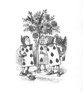 Hrací karty malující růžové keře, 1889 od John Tenniel
