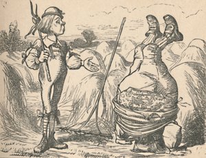 Mladík mluví s tímto otcem, který dělá stojku, 1889 od John Tenniel