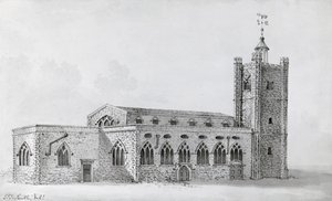Starý kostel svatého Jiljí, cca 1718 (rytina) od John Thomas (after) Smith