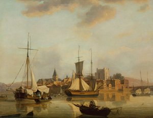 A View of Rochester with Shipping (oil on panel)   1315622   cs       czech Successfully Translated  Original: Princess Henrietta of Nassau-Weilburg (1797-1829), the wife of Archduke Charles of Austria par Lieder, Friedrich Johan Gottlieb (1780-1859), - Wa od John Thomas Serres