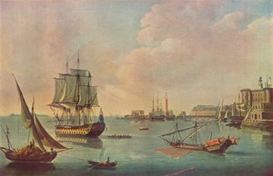 English Men o War in Malta Harbour in Malta Harbour, c1805 od John Thomas Serres
