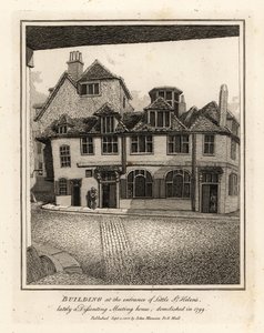 Budova u vchodu do Little St Helen’s, v poslední době Dům nesouhlasných setkání, zbořený v roce 1799 od John Thomas Smith