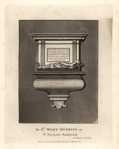 Hrobová podobizna a pomník čestného muže Williama Emersona, zemřelého roku 1575, v St Mary Overie