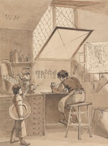 Hogarth rytí obchodního účtu svého pána znamení anděla od John Thomas Smith