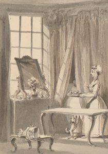 Hogarth udělal snídani a zároveň poslal pohár své ženě a nařídil, aby malého pejska přijali do ložnice její paní od John Thomas Smith