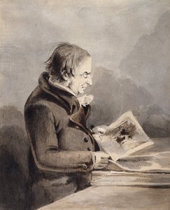 J.M.W. Turner v Britském muzeu (hnědý a šedý inkoust myje tužku na bílém papíře) od John Thomas Smith