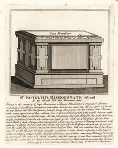 Hrob ve stylu muslimského oltáře Coya Shawsware nebo Khwaja Shahsuwar (1582-1626), obchodník a sekretář Nogdiho prosí perského velvyslance, dříve v St Botolphs, Bishopsgate od John Thomas Smith