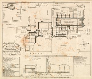 Plán části Westminsteru, jak tomu bylo v době Richarda II od John Thomas Smith